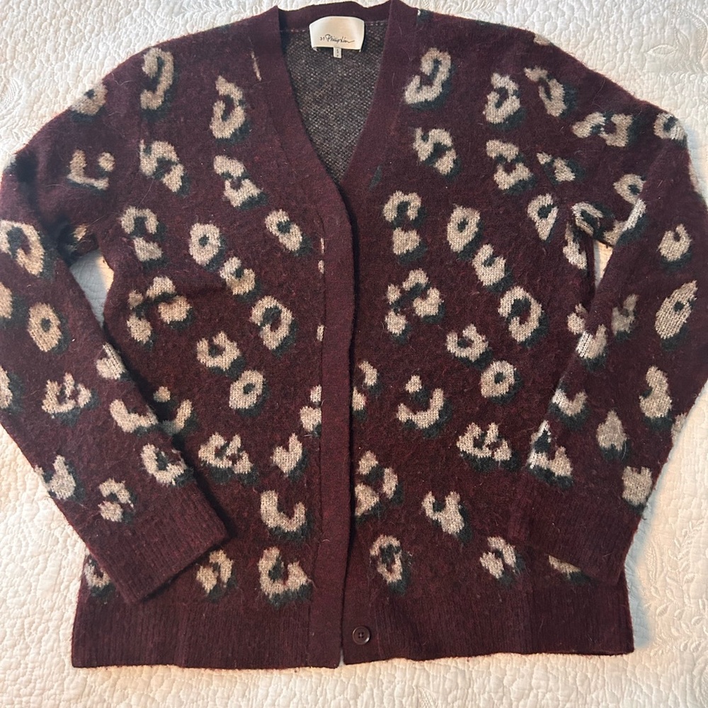 Phillip Lim Cheetah Print Grandpa Cardigan.